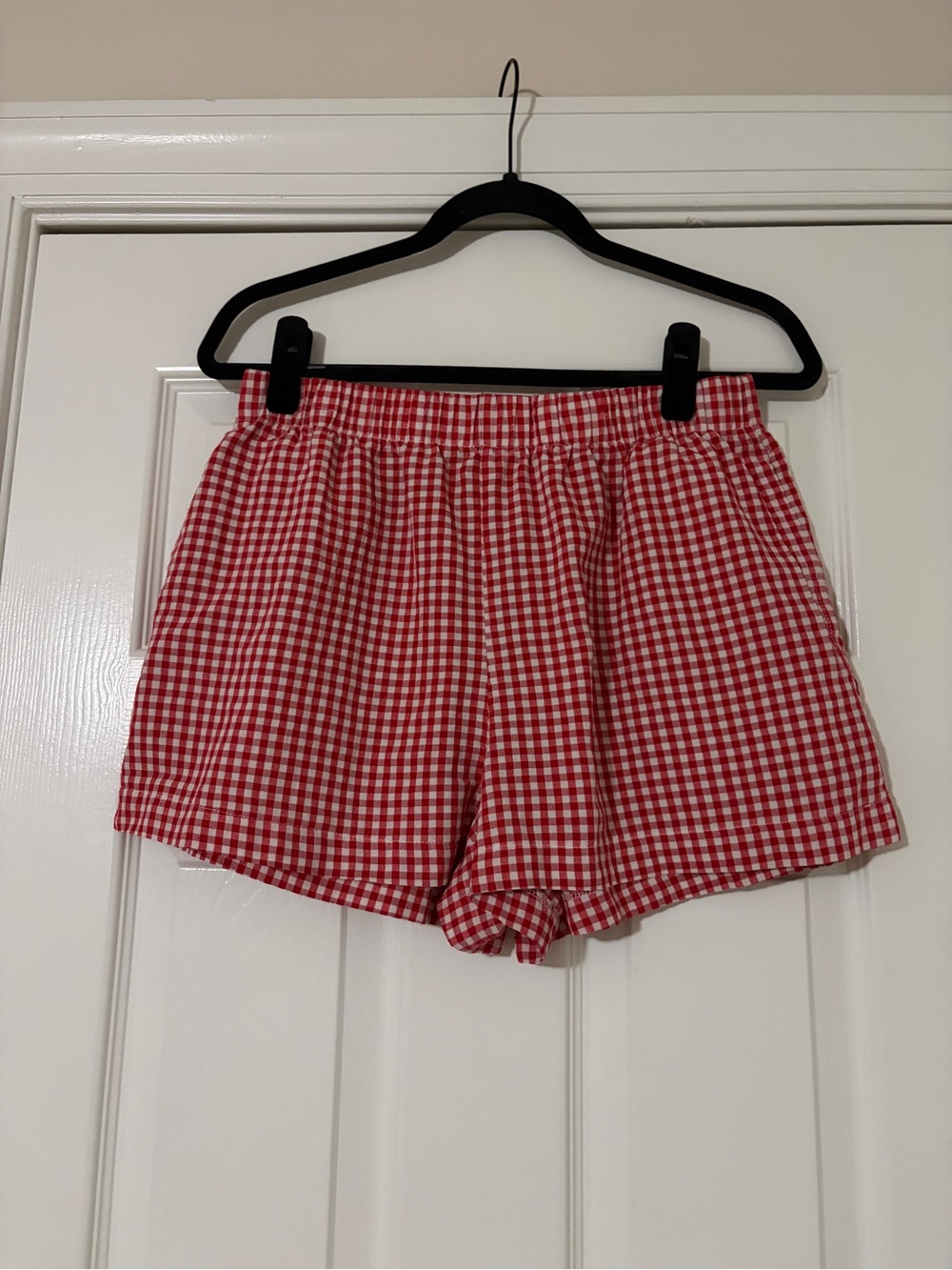 Amazon Red Gingham High-Waist Women's Shorts